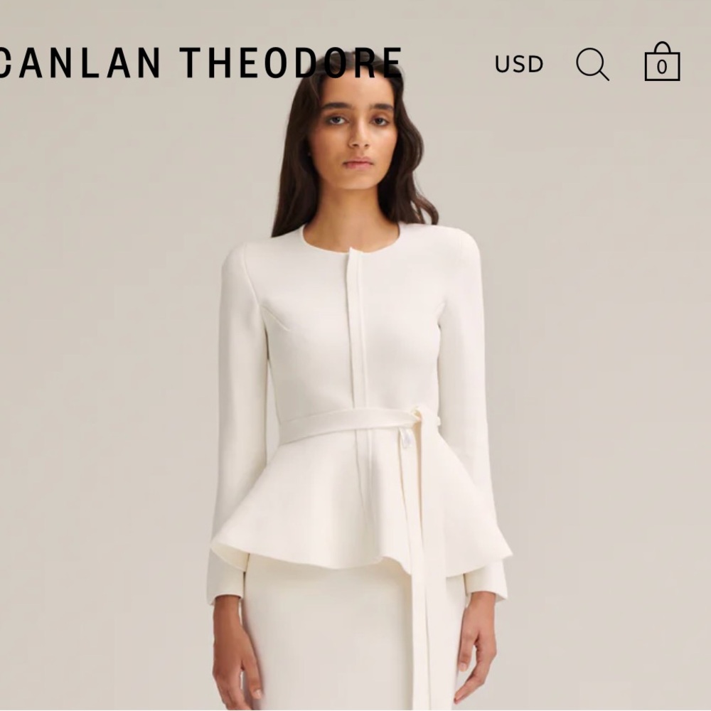 White Peplum Jacket by Scanlan Theodore